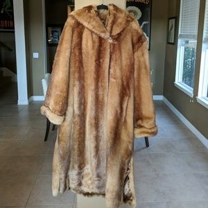 Dennis Basso Hooded Faux Fur Trench Coat